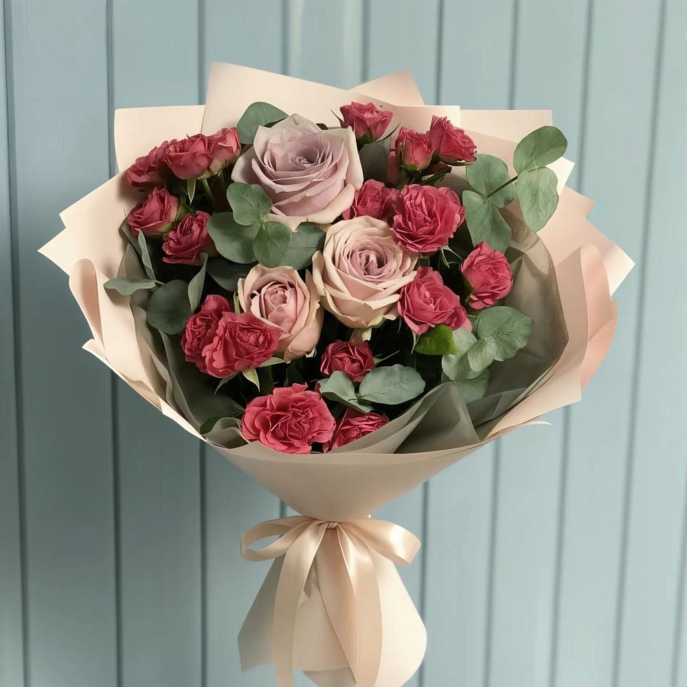 Букет цветов из: Гвоздики и Розы в Придорожной