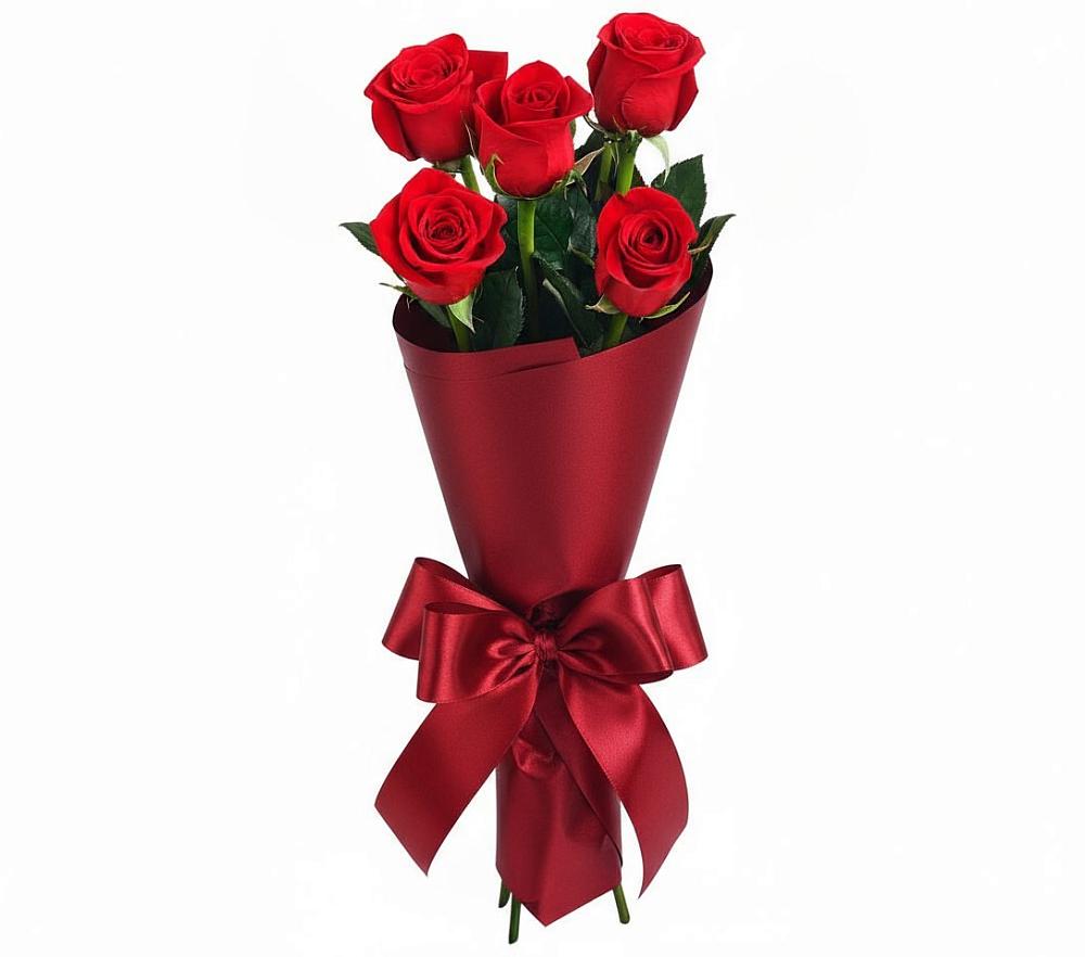 Букет 5 Красных роз Эдлесс Лав в Придорожной