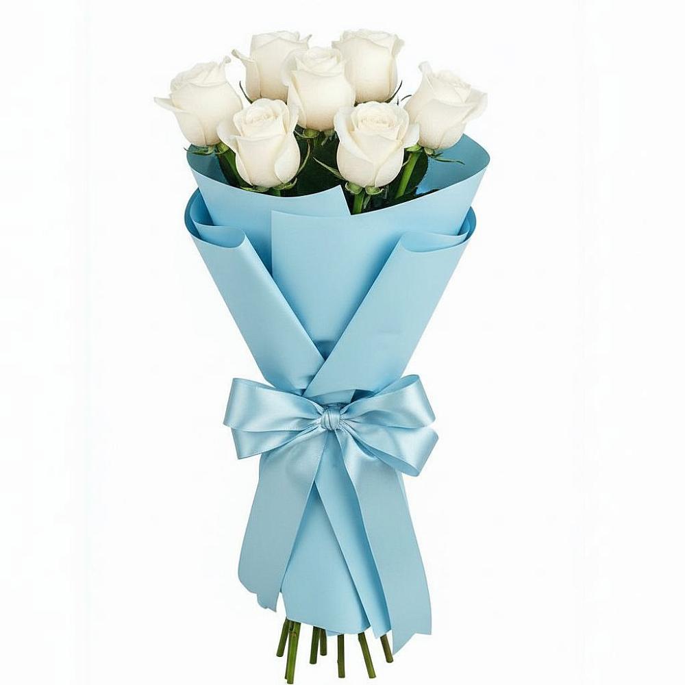 Букет 7 белых роз Проуд в Придорожной