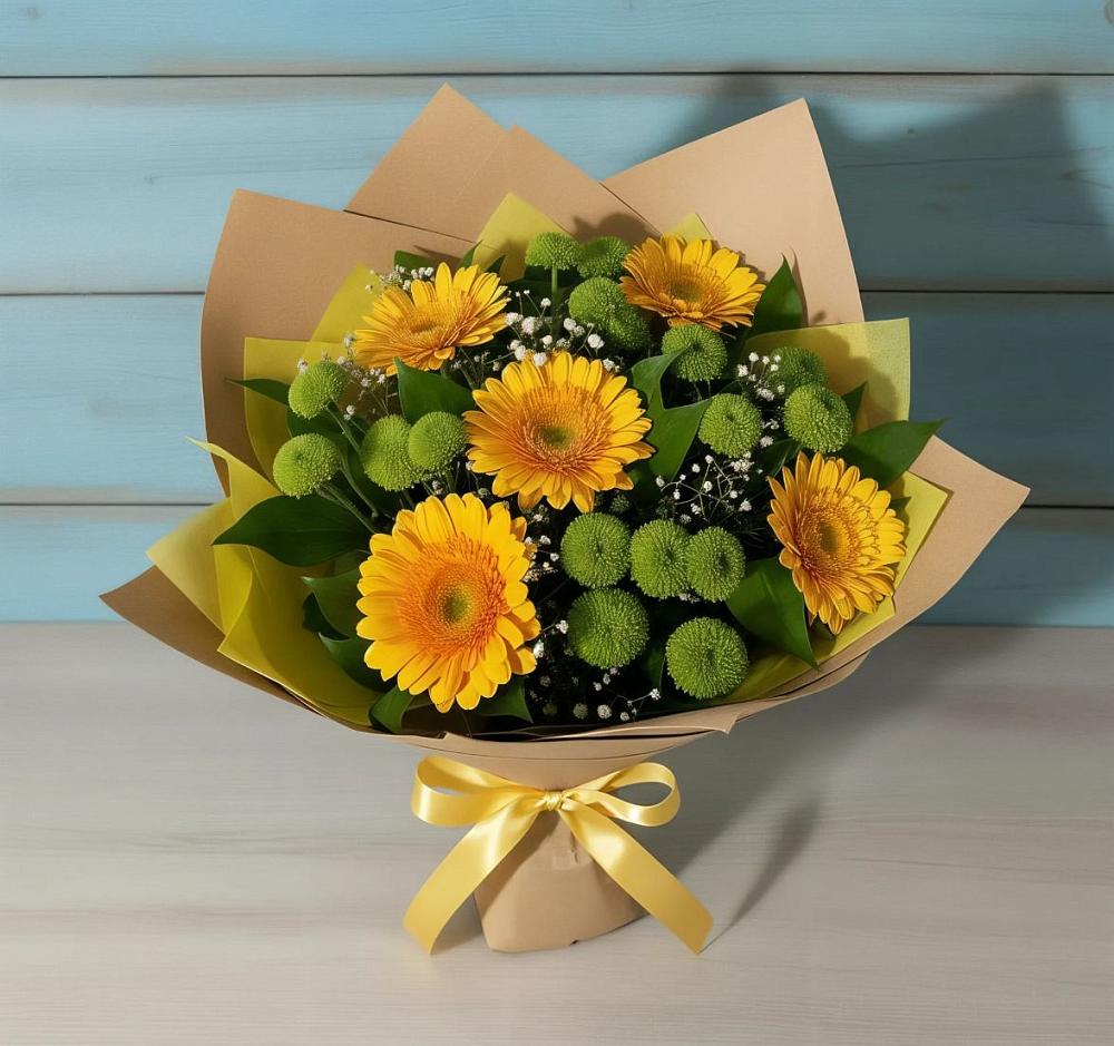 Букет цветов из: Герберы и Хризантемы в Придорожной
