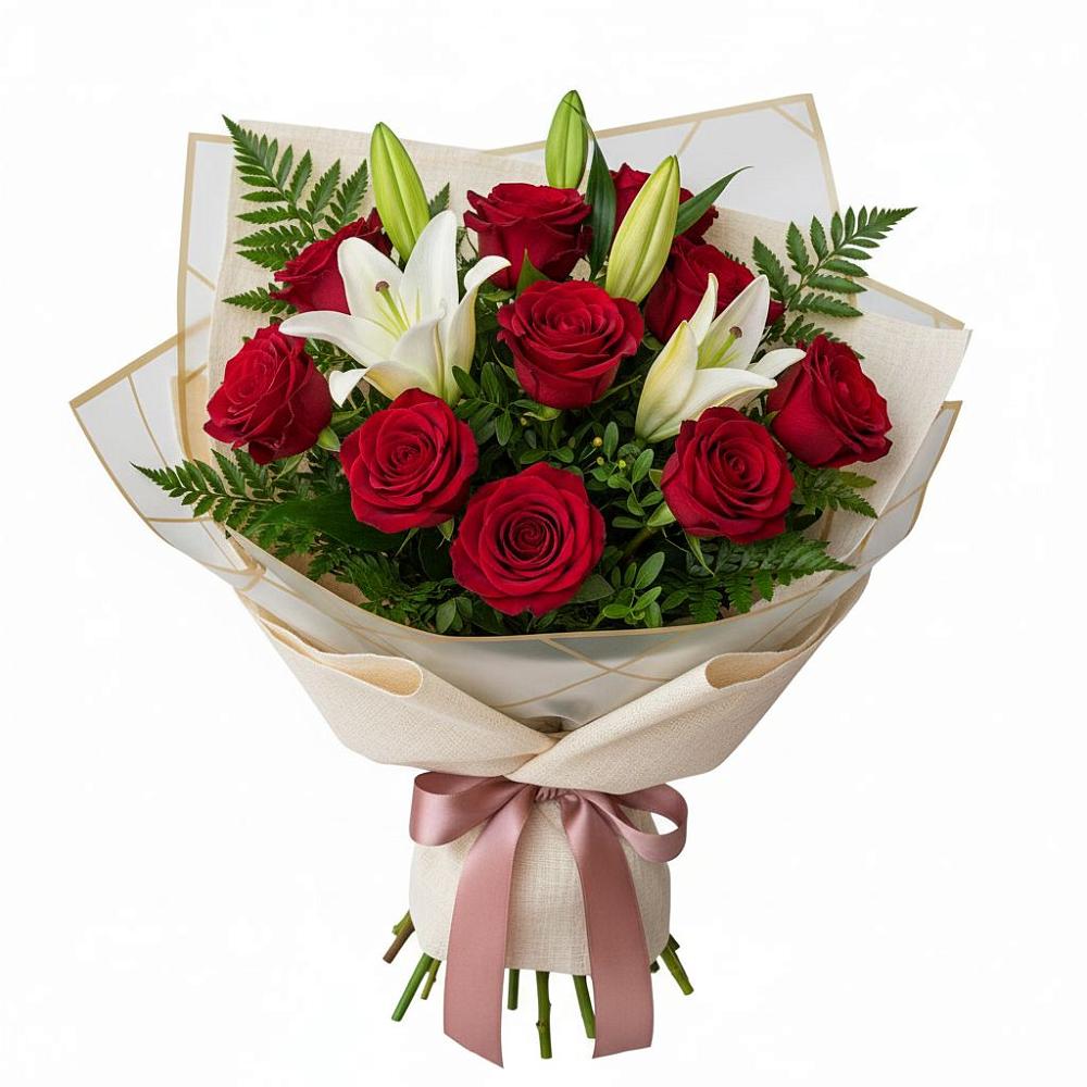 Букет цветов из: Лилии и Розы в Придорожной