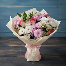 Букет цветов из:  Хризантемы, Альстромерии и Розы в Придорожной