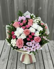 Букет цветов из:  Альстромерии, Гвоздики, Розы и Хризантемы в Придорожной