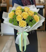 Букет цветов из:  Хризантемы и Розы в Придорожной