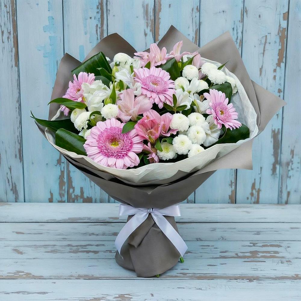 Букет цветов из: Герберы, Альстромерии и Хризантемы в Придорожной