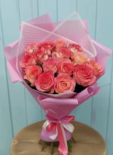 Букет 15 Розовых роз Равель в Придорожной